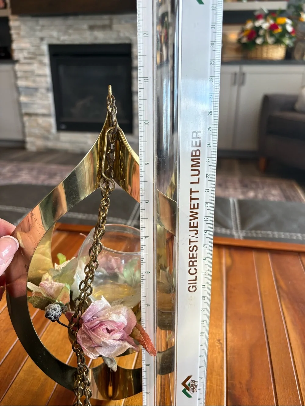 Vintage Brass Hanging Candle Holder Boho MCM Decor | Chain